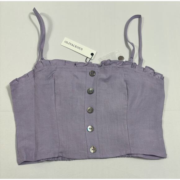 Olivaceous NWT Lavender Button Front Sleeveless Crop Top Size Medium - Picture 1 of 4